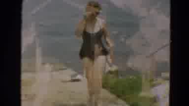 Minnesota US (1967): Blonde White Girl Getting Out Of The Lake In A Full Body