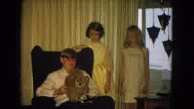 New Mexico USA (1967): Family Picture Boy Two Young Girls Sitting With A Dog