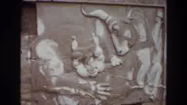 Iran (1972): Tan And White Relief Artwork And Stone Ruins On A Sunny Day