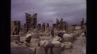 Iran (1972): Panning Footage Over Ruins At An Ancient Site With Destroyed Pillars