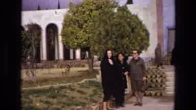 Iran (1972): Woman Dressed In Black Shawl Poses For A Photo With Two Other Women