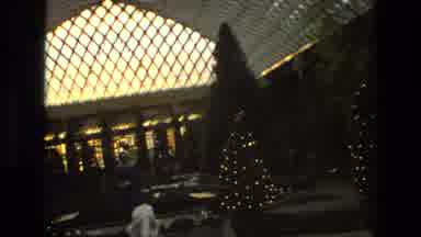 Iran (1972): Christmas Trees Lit Up Under An Awning With A Fountain In The Middle