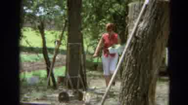 Branson Missouri USA (1968): Woman Roams Around The Woods With A Box In Her Hands