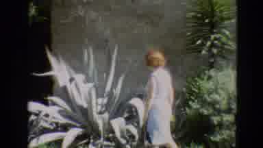Branson Missouri USA (1968): A Red-Headed Woman Walking Past Foliage In The