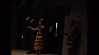 Honolulu Hawaii (1968): Man And Lady Dresses In Grass Skirts Twirling Items Around
