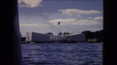 Honolulu Hawaii (1968): Riding A Boat Past The Bridge That Has American Flags
