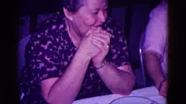 Minnesota USA (1968): Two Older Women At Meal Royal Blue Blouse Dark Top With