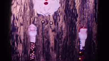 Minnesota USA (1968): Christmas Decorations Of Santa And Stocking Hang On A Wooden