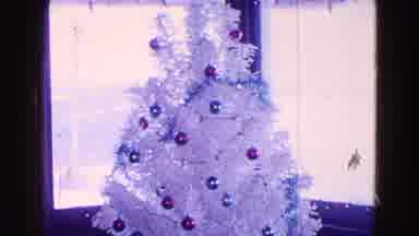 Minnesota USA (1968): Classic Clip Of A White Christmas Tree With Ornaments And