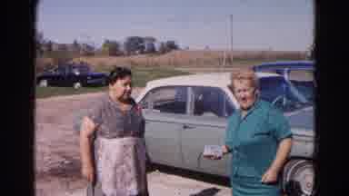 Wauconda Illinois USA (1968): Two Women And A Bird House/ Feeder