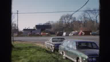 Wauconda Illinois USA (1968): Classic Car Driving Passed An Old Barnhouse