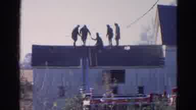 Wauconda Illinois USA (1968): Firefighters On The Roof