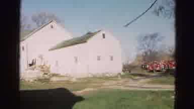 Wauconda Illinois USA (1968): Several Fire Trucks Sit Outside The House Which