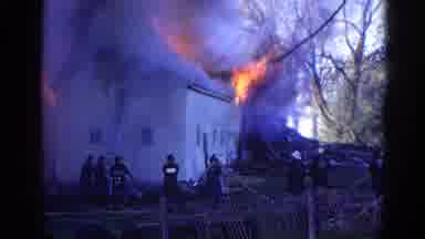 Wauconda Illinois USA (1968): Crazy Outrage Fire Burning Through Roof House People