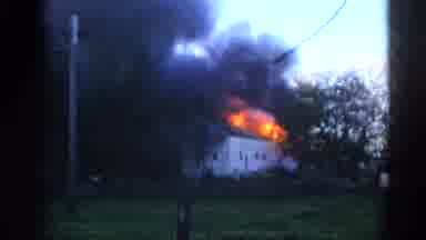 Wauconda Illinois USA (1968): White House On Fire Lots Of Smoke Firefighters