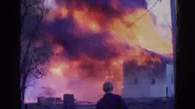Wauconda Illinois USA (1968): A House Is On Fire And A Man Is Watching It Burn