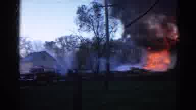 Wauconda Illinois USA (1968): Firemen Trying To Put Out A House Up In Flames