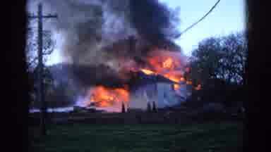 Wauconda Illinois USA (1968): A Large House Fire And Firefighters Ate Using Hoses