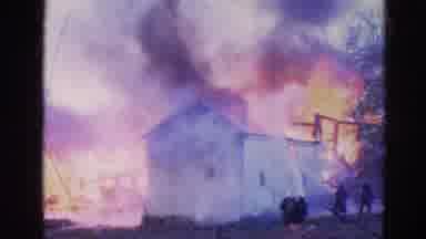 Wauconda Illinois USA (1968): Firefighters Battling A Small Abandoned House Fire