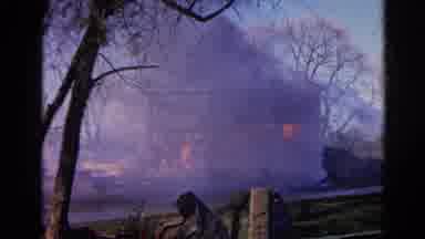 Wauconda Illinois USA (1968): Firefighters Spraying Water On A Burning Two Story