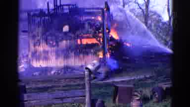 Wauconda Illinois USA (1968): Firefighters Fighting A Blaze Of A Large Barn As