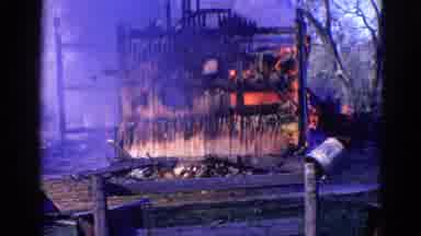 Wauconda Illinois USA (1968): Housing Fire Being Extinguished By Fire Department