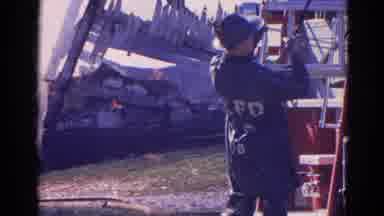 Wauconda Illinois USA (1968): Man Working On The Demolition Of An Old House To