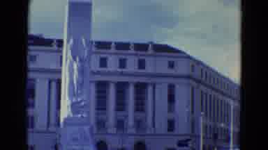 Diller Nebraska (1969): Historical Building And Woman Admiring Waterfall