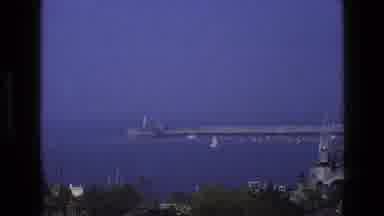 England (1969): Massive Ship Ocean Port Town Light Tower Houses Small Boats