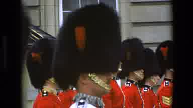 England (1969): Amateur Video Of The Queen's Guard In Full Uniform Standing At