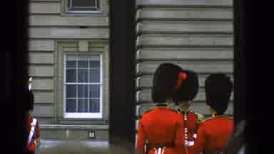 England (1969): The Royal Guards Stand Together And Chat So They Must Be On Break