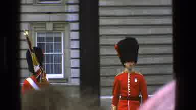 England (1969): The Queen's Guard Marching In Formation In Front Of The Royal
