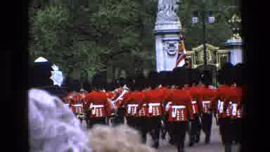 England (1969): People Watching Royal Guards Marching In Formation