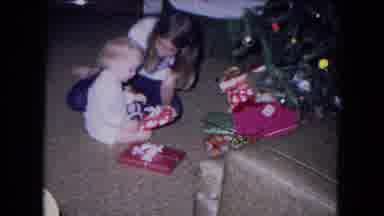 Fort Wayne Indiana (1969): Two Sisters Open Presents At Christmas
