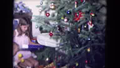 Fort Wayne Indiana (1969): Children Opening Christmas Gifts Under A Very Puny Pine