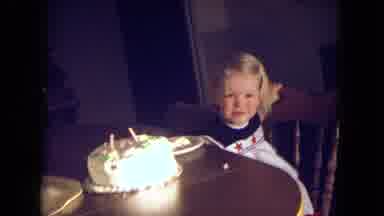Fort Wayne Indiana (1969): Young Girl Sitting At A Table With A Birthday Cake