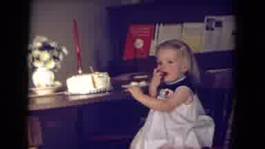 Fort Wayne Indiana (1969): Little Girl Seated In Front Of A Cake With Her Hand In