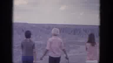 Lake Canyon Arizona (1969): Three Humans An Adult Woman A Girl And A Boy Walk Next