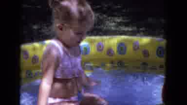 White Sands Florida (1970): Little Girl Splashes And Plays With A Ball In An