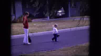 White Sands Florida (1970): A Man And His Daughter Walking Waving And Talking