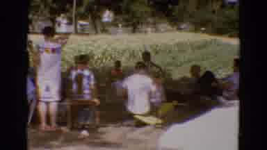 Diller Nebraska USA (1968): Children And Adults Sitting In Chairs Having A Picnic
