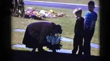 Clarksdale Arizona (1968): Boys Accompany Lady In Cemetery To Pay Homage With