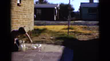 Clarksdale Arizona USA (1968): Young Boy Setting Up Bowling Pins On A Patio