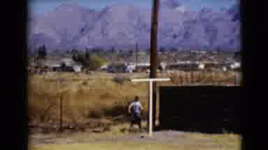 Clarksdale Arizona USA (1968): Person Wearing Blue Shirt Runs To Black Horse On A