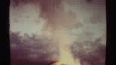 Mauna Ulu Hawaii (1971): View Of Volcano Spewing Ash Smoke And Lava On A Clear Day