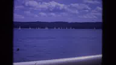 Mississippi River USA (1972): Many Sailboats With Speed Boat Enjoying Large Lake