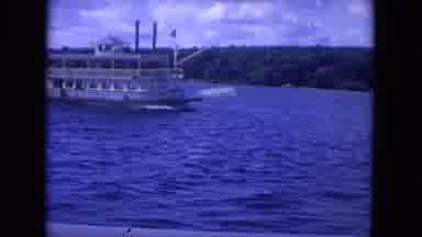 Mississippi River USA (1972): Large Boat In Beautiful Blue Water Near Shore With