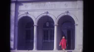 Lincoln Park Illinois USA (1972): Woman Walks Up The Steps To A Building Marked