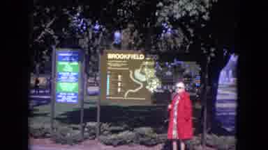 Lincoln Park Illinois USA (1972): Lady Standing Behind Big Building Waving With