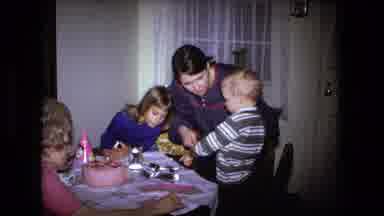 Fort Wayne Indiana (1973): Family Preparing Birthday Cake Baking And Celebrating A
